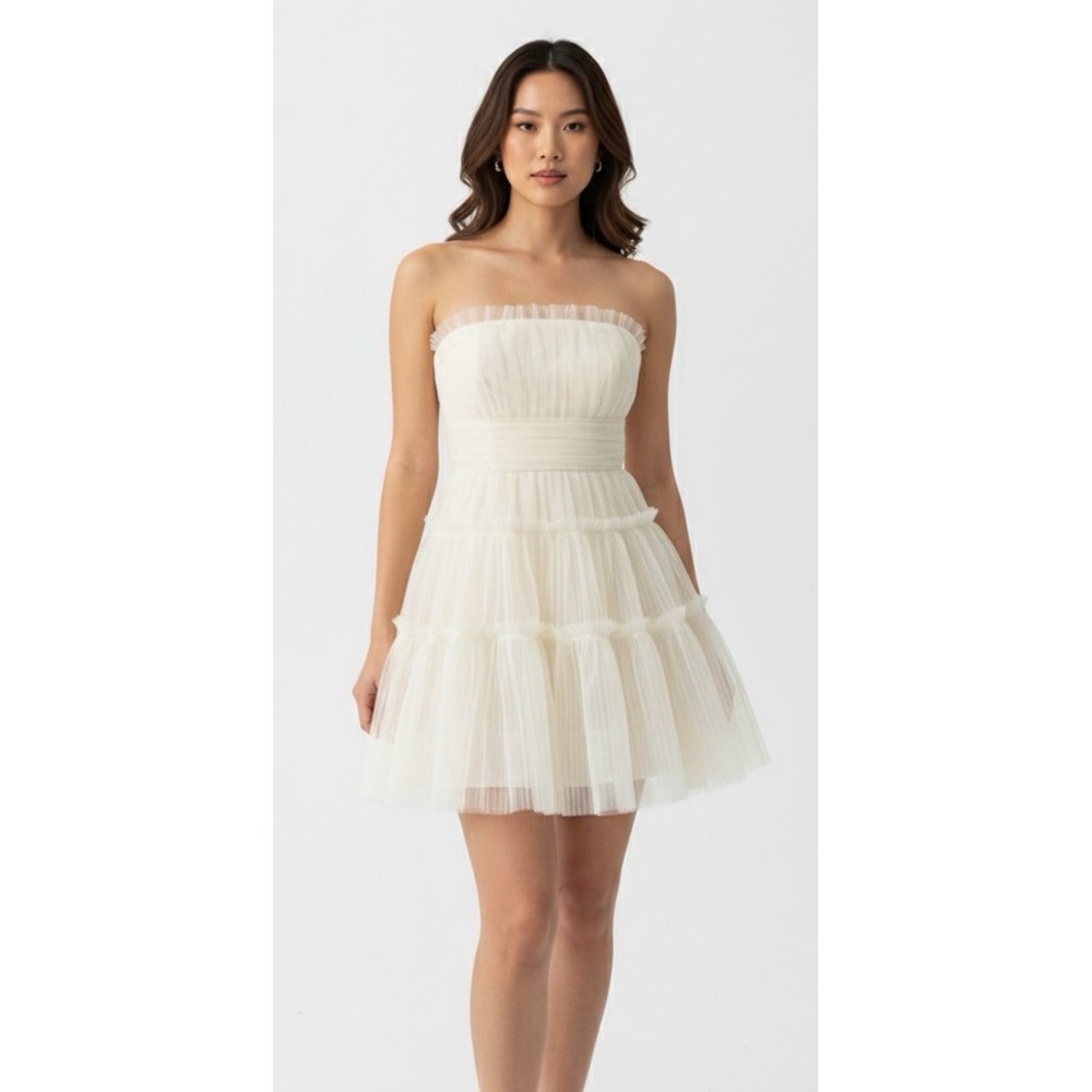 #155 Francesca's "The Limelight" Short Tulle Strapless Dress, , Size S